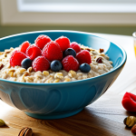 **

"A family-friendly image of a bowl of oatmeal topped with fresh fruit and nuts, sitting on a wooden table in a bright, sunlit kitchen. The scene emphasizes healthy eating and a vibrant start to the day. fully clothed, safe for work, appropriate content, perfect anatomy, natural proportions, high quality, professional food photography, modest, family-friendly"

**